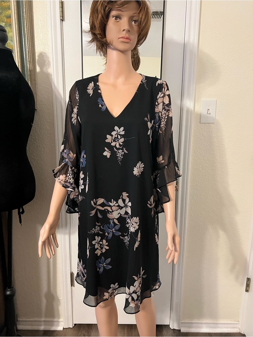 Calvin Klein Black Floral Print Dress
